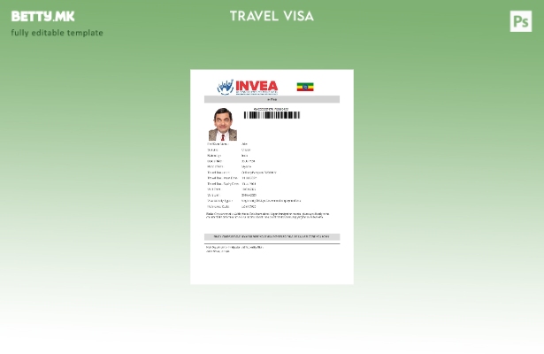 Модерен стил шаблон за виза за Етиопија во шаблон за формати Word и Pdf
